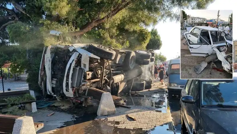 Freni Patlayan Kamyon, Trafik Işıklarında Bekleyen Araçlara Çarptı!